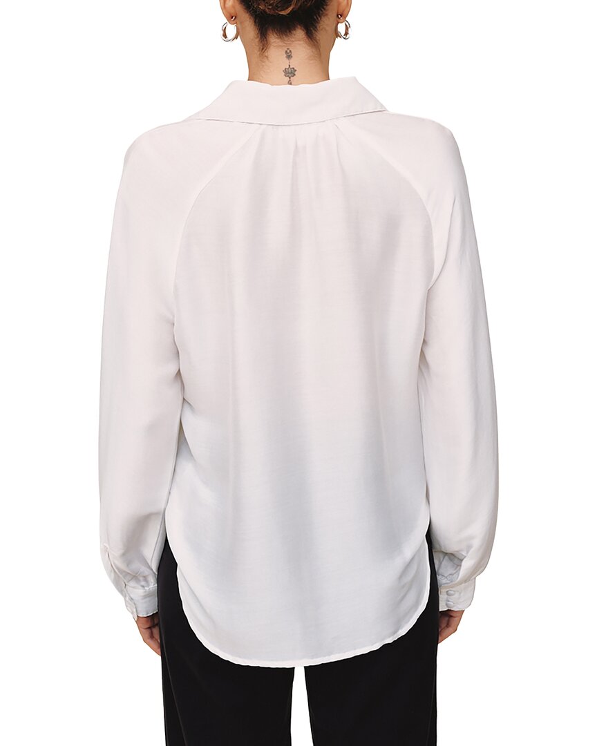 Bella Dahl | Womens | Long Sleeve Raglan Silk-Blend Pullover | White