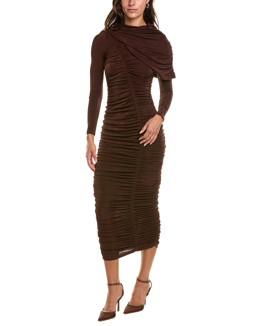 Bardot | Womens | Melina Gathered Midi Dress | Brown