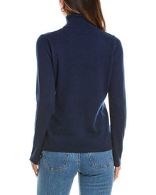 Forte Cashmere | Womens | Basic Turtleneck 100% Cashmere Pullover | Navy