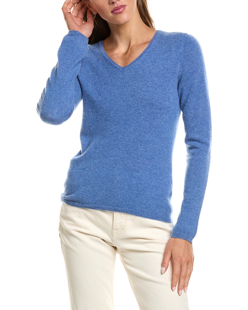 InCashmere | Womens | Basic V-Neck 100% Cashmere Sweater | Blue