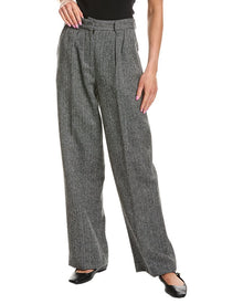 Rowing Blazers | Womens | Herringbone Pleated Wool Pant | gray