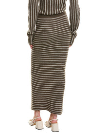 Rowing Blazers | Womens | Stripe Wool & Mohair-Blend Maxi Skirt | Green