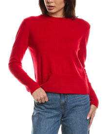 Forte Cashmere | Womens | Exposed Seam Crewneck 100% Cashmere Sweater | Crimson