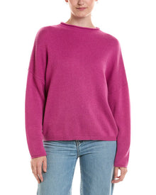 Forte Cashmere | Womens | Slouchy Roll Trim 100% Cashmere Pullover | Pink