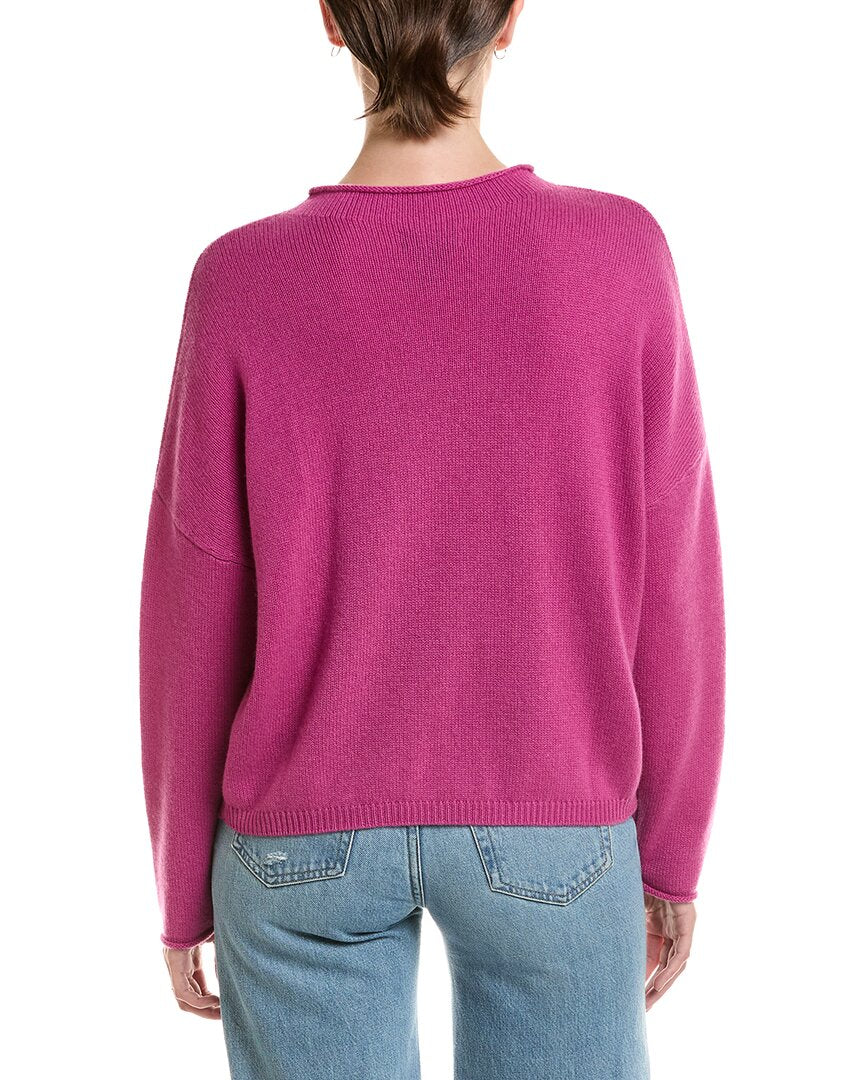Forte Cashmere | Womens | Slouchy Roll Trim 100% Cashmere Pullover | Pink