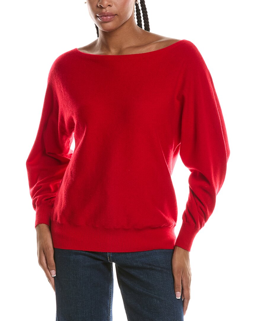 Forte Cashmere | Womens | Off The Shoulder Dolman Sleeve 100% Cashmere Sweater | Red
