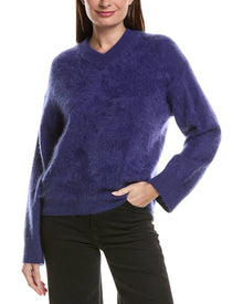 rag & bone | Womens | Jada Brushed 100% Cashmere V-Neck Sweater | Blue