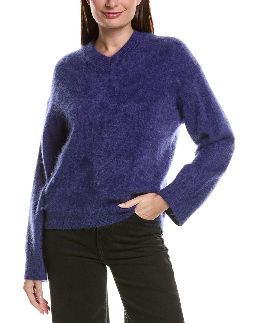 rag & bone | Womens | Jada Brushed 100% Cashmere V-Neck Sweater | Blue