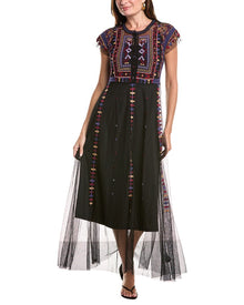 Johnny Was | Womens | Apolonia Mesh Maxi Dress | Black