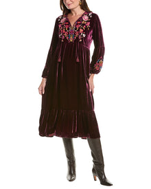 Johnny Was | Womens | Velvet Bishop Sleeve Silk-Blend Maxi Dress | Purple