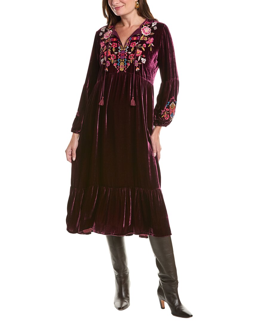 Johnny Was | Womens | Velvet Bishop Sleeve Silk-Blend Maxi Dress | Purple