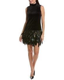 tyler boe | Womens | Colette Feather Hem Velvet Dress | Black