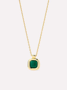 Clara Pendant | 14K Gold on Brass | Green Onyx
