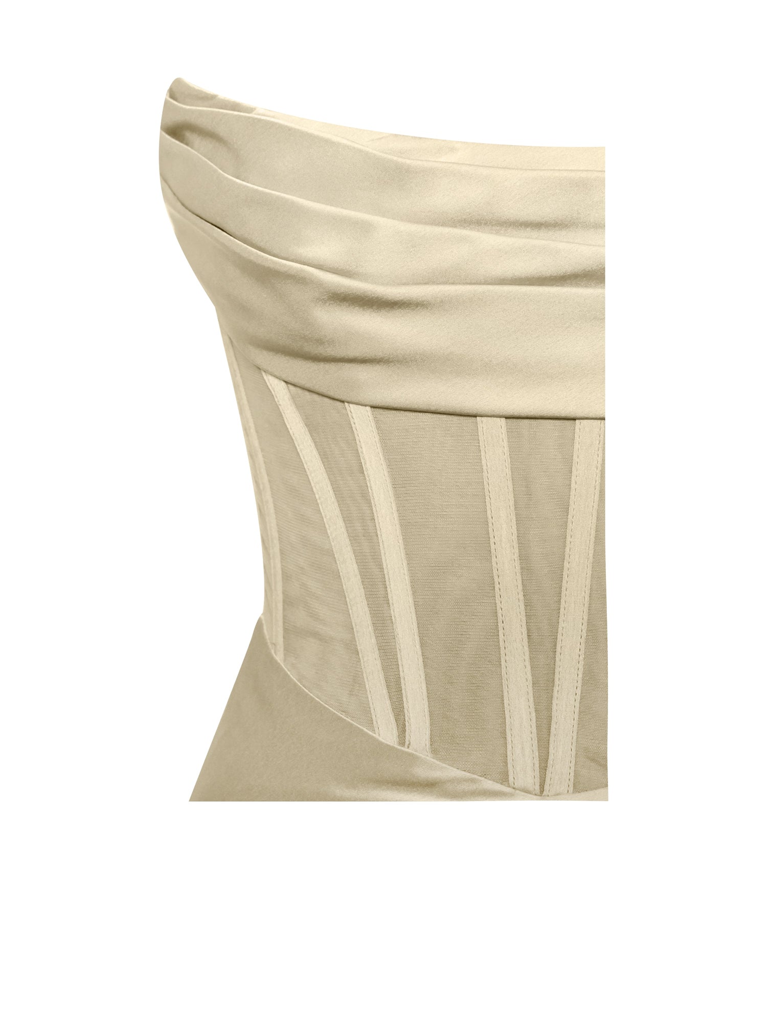 Prisa High Slit Satin Corset Gown | Egg White