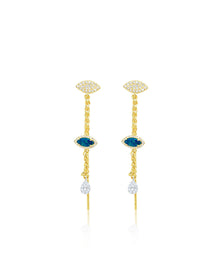 14kt Yellow Gold and Opal Diamond Threader Earrings LAST ONE | 14K Two Tone Gold