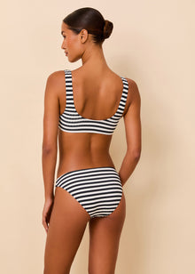Womens | Elle Bikini Top Ribbed | Noir/Optic White Stripe
