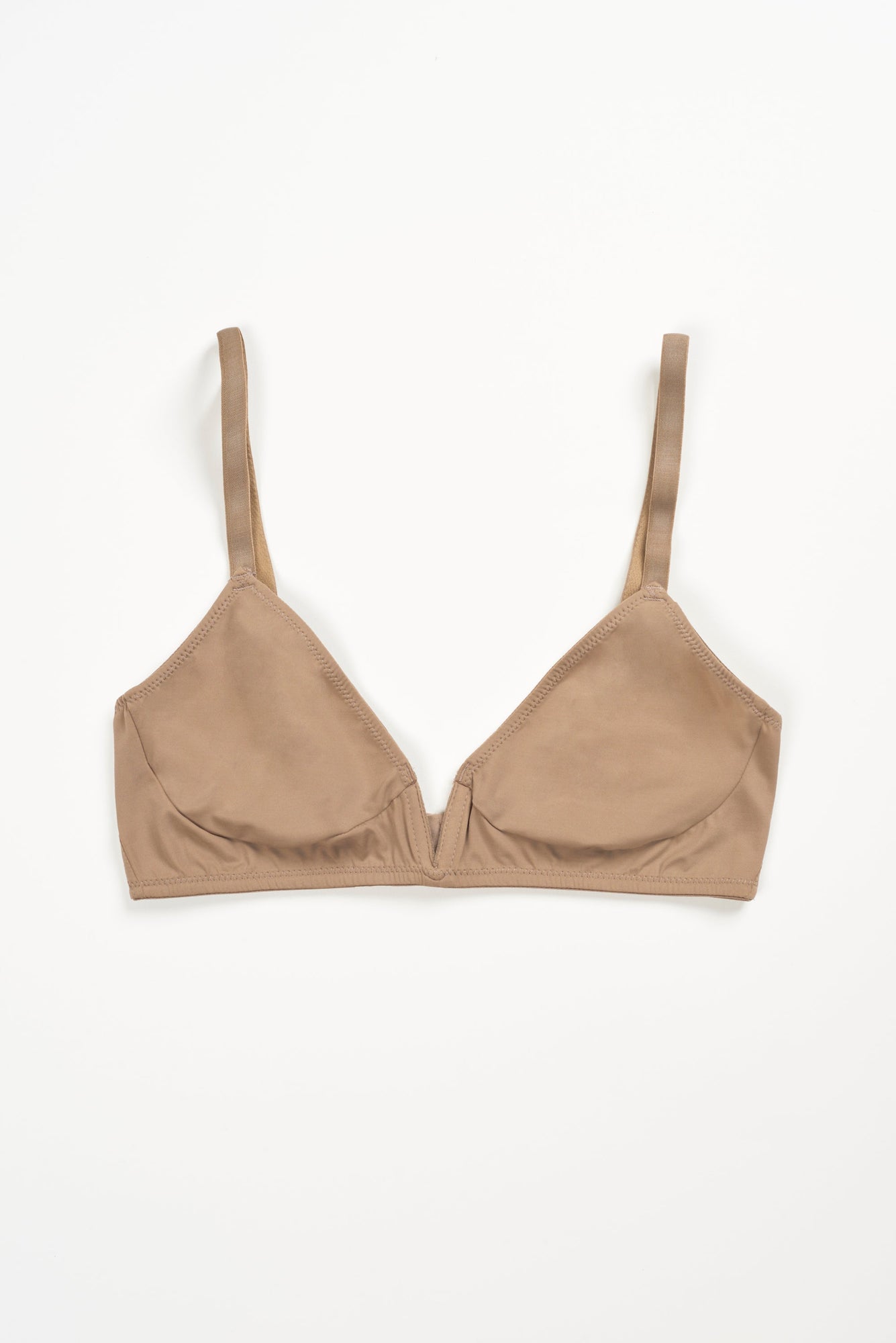 Nano Minimal V Wire Soft Cup Bra | Taupe