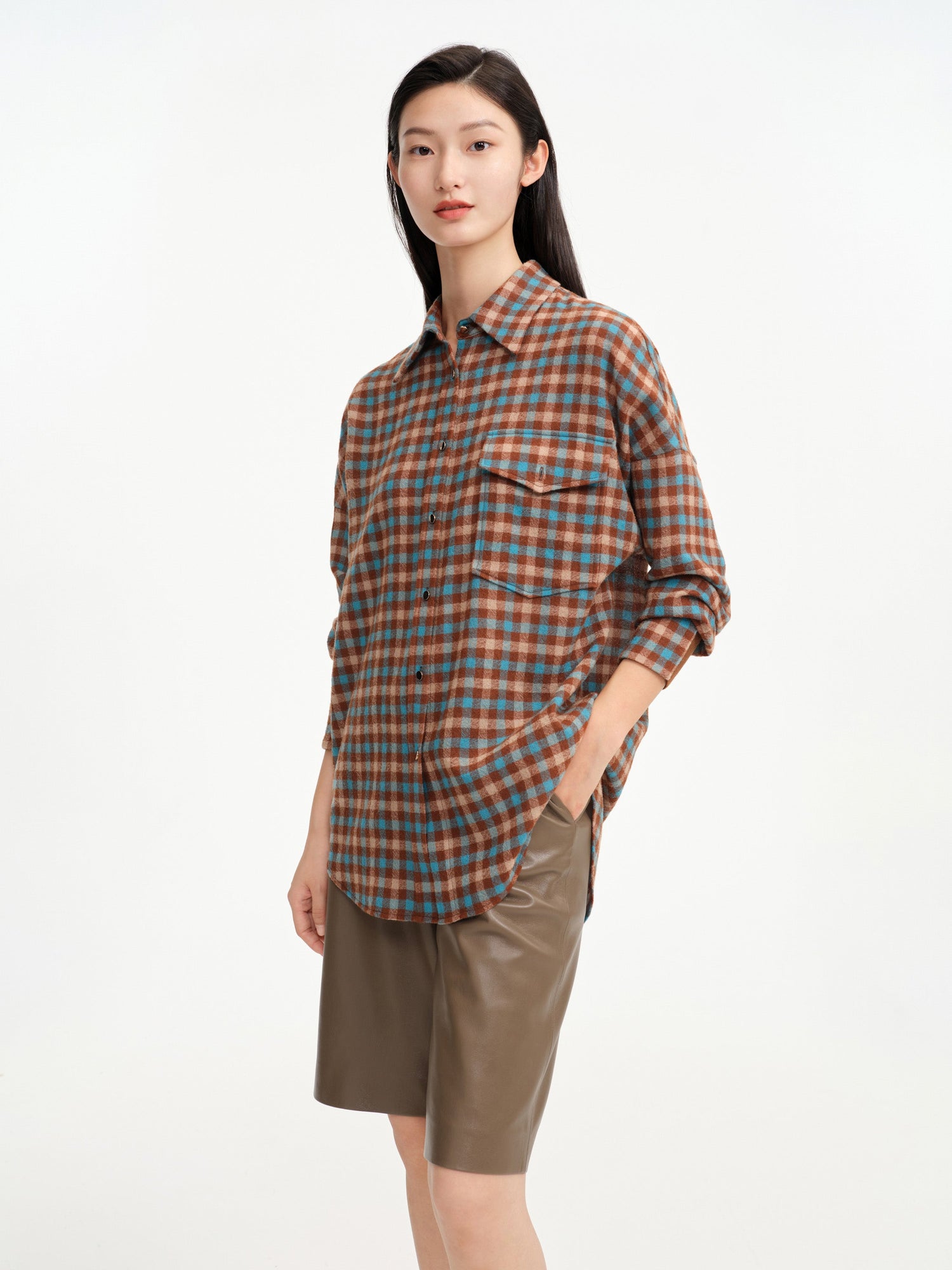 Checked Shirt | Turquoise/Brown