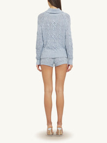 Elsa Cable Knit Short | Ice Blue Sequin