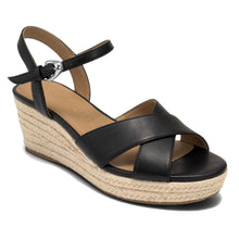 Casarina Sandal Wedge | Black Faux Soft Nappa
