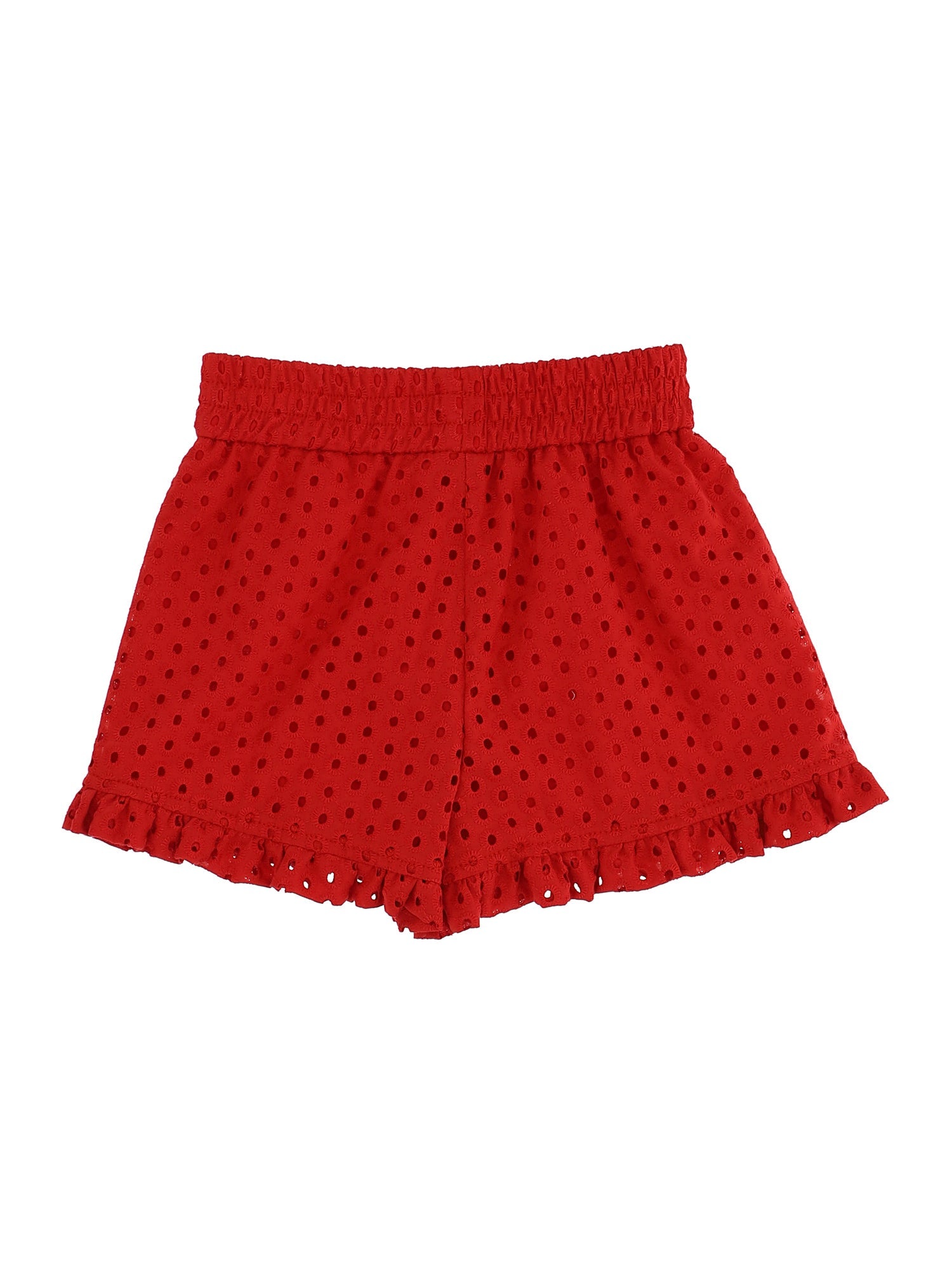 Girls | Polka Dot Lace Shorts | Red