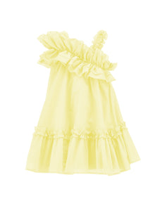 Girls | One-Shoulder Muslin Dress | Light Yellow