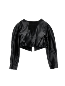 Girls | Coated Fabric Bolero With Zip | Black