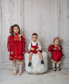 Girl | Victoria Velvet Romper | Red