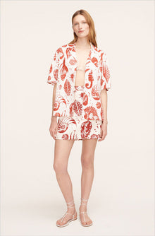 Sea Shore Mini Skirt | Sea Shore Print Red Clay Combo