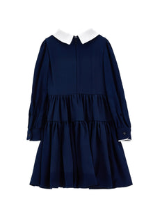 Girls | Viscose Dress With Bow | Dark Blue