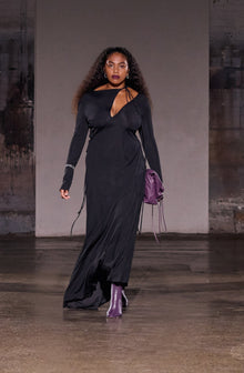 Vamp Slashed Midi Dress | Black
