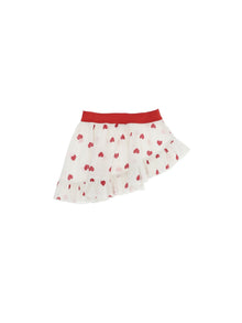 Girls | Muslin Sarong With Heart Print | Cream/Red