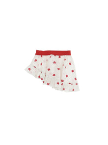 Girls | Muslin Sarong With Heart Print | Cream/Red