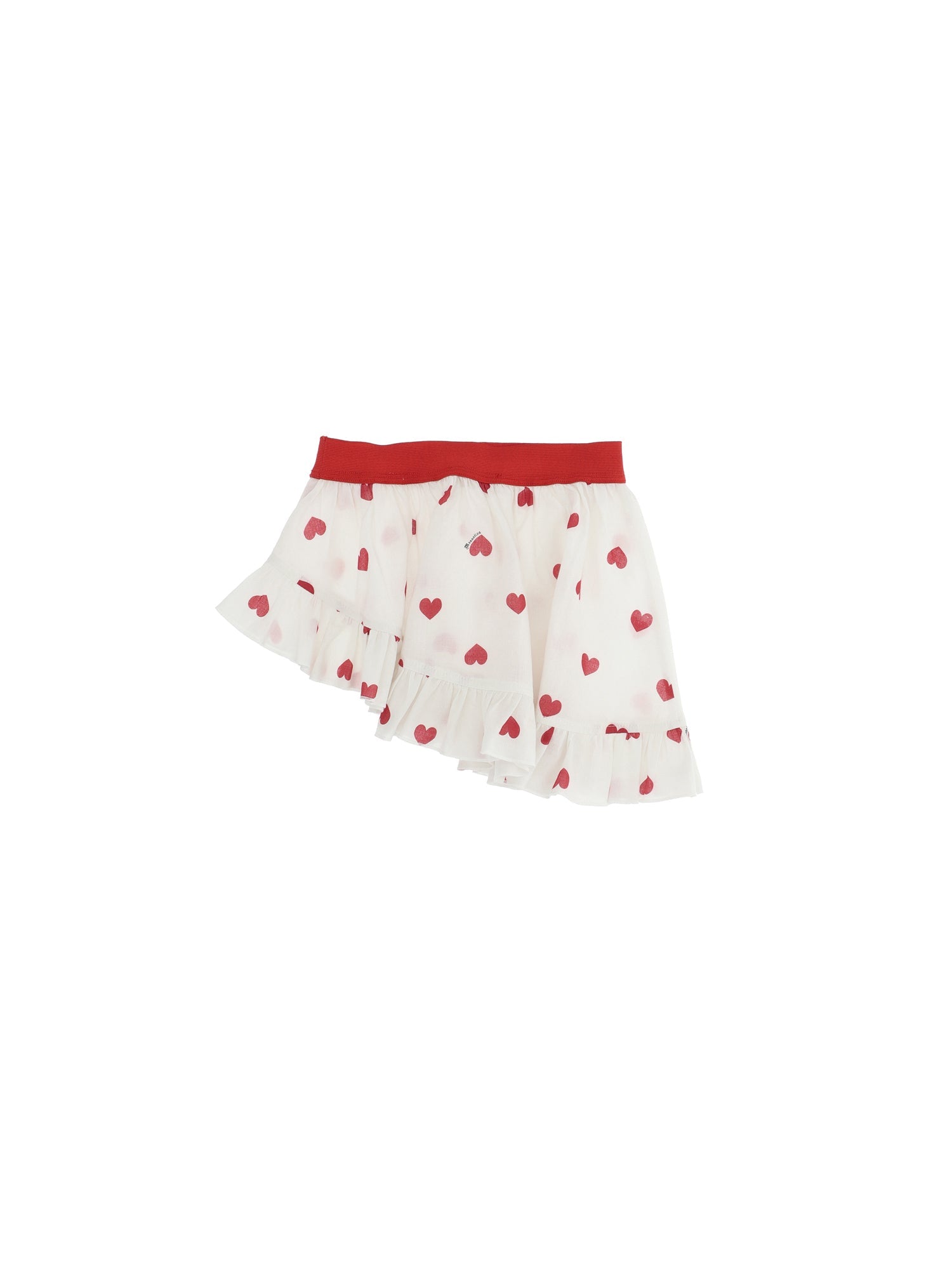 Girls | Muslin Sarong With Heart Print | Cream/Red