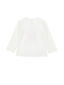 Girls | Rhinestone T-Shirt And Velvet Bow | Cream
