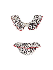 Girls | Animal Print Bikini With Ruffles | Leopard Print