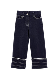 Girls | Two-Tone Jeans With Heart Pockets | Navy Blue