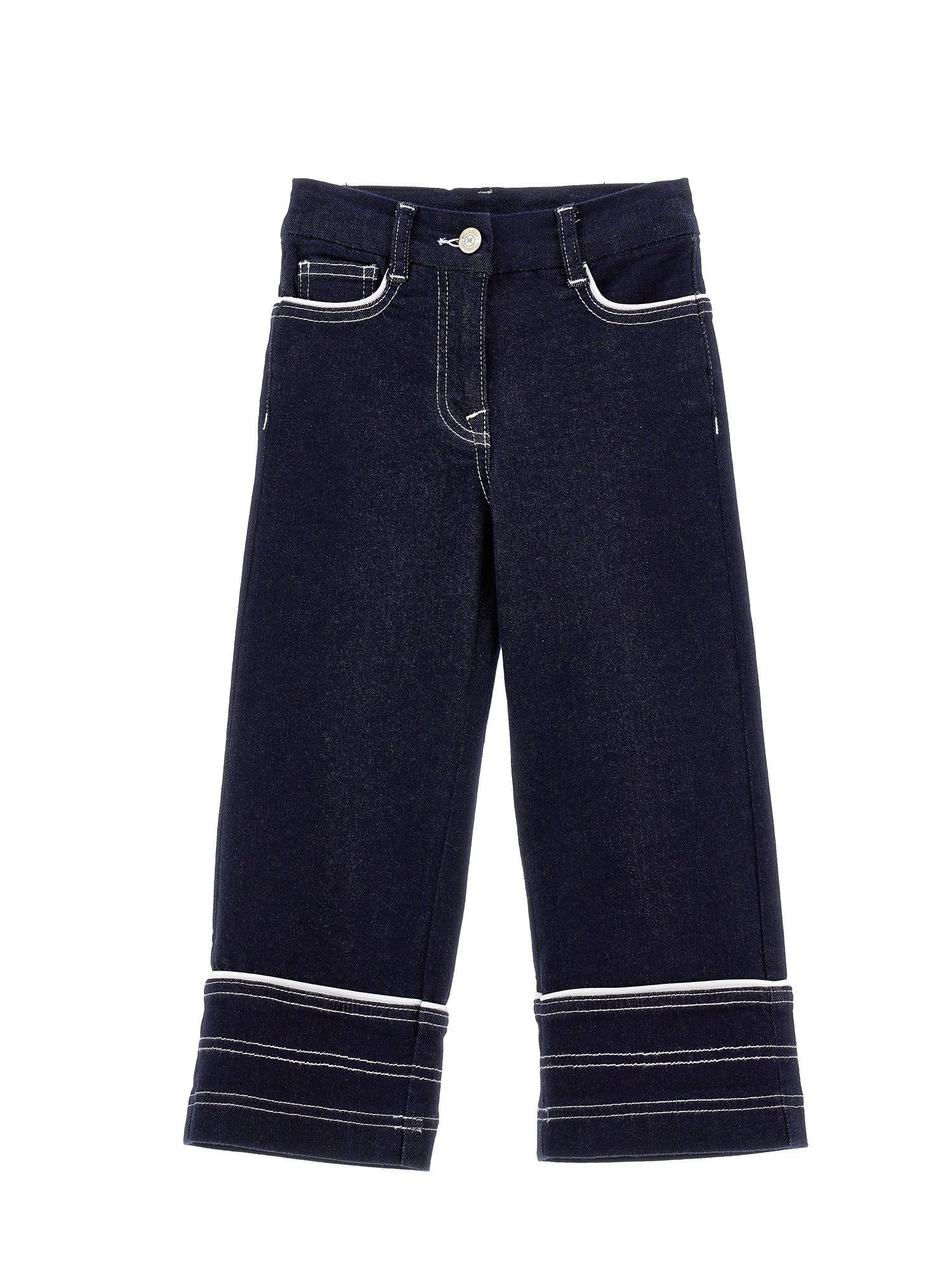 Girls | Two-Tone Jeans With Heart Pockets | Navy Blue