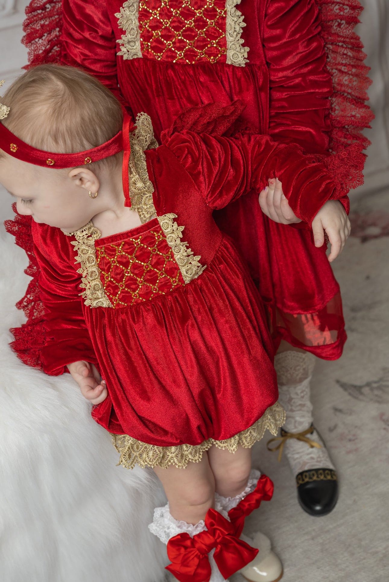 Girl | Victoria Velvet Romper | Red