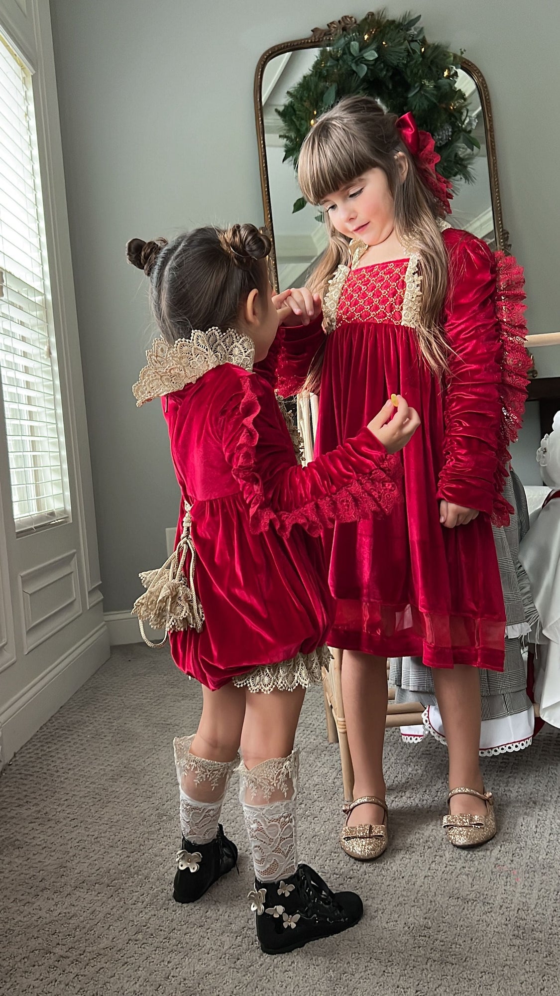 Girl | Victoria Velvet Romper | Red