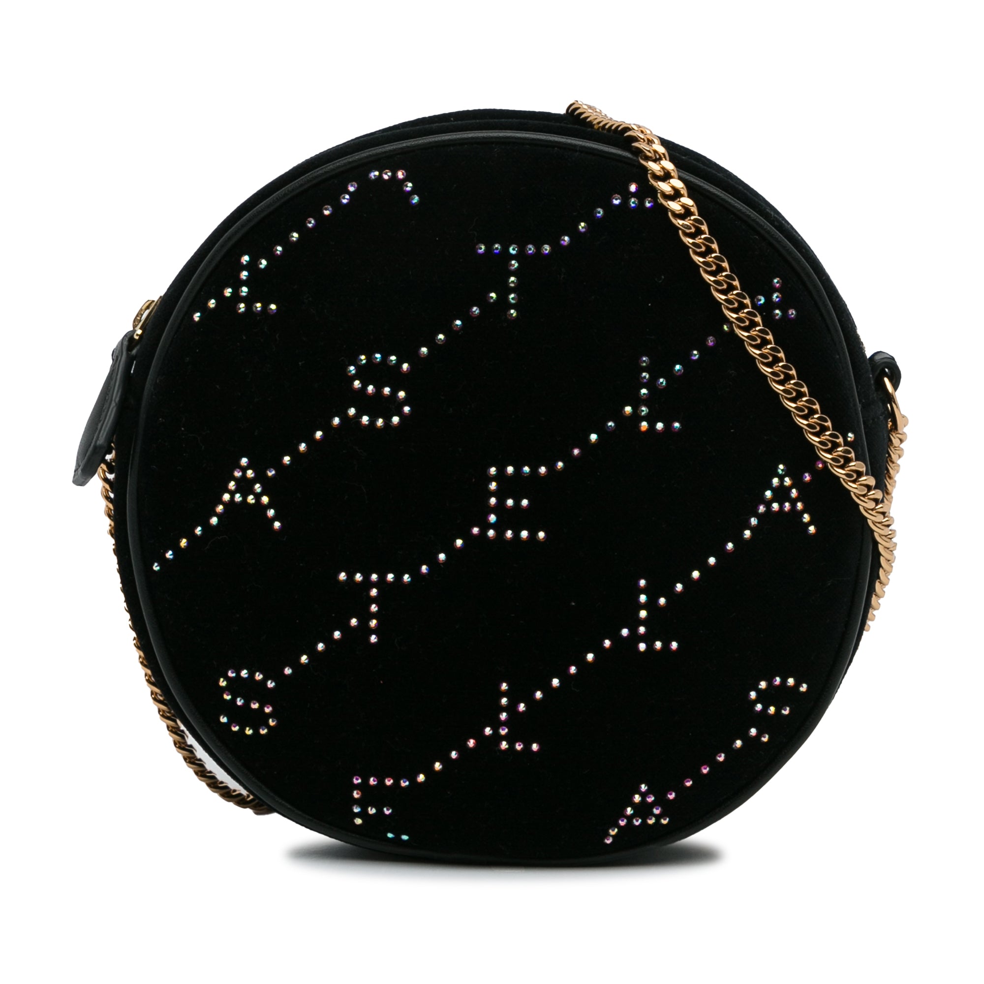 Stella McCartney | Pre-Owned Mini Crystal Monogram Round Crossbody | Black