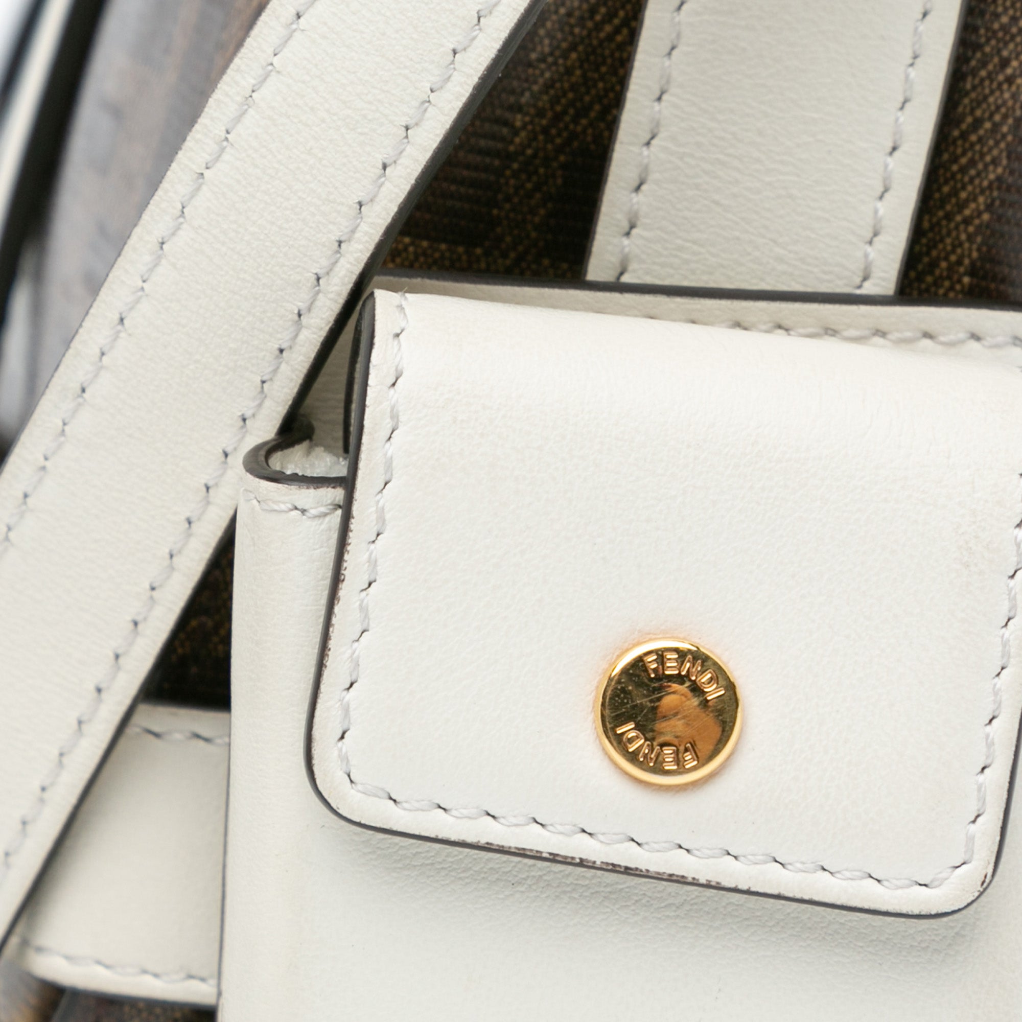 Fendi | Pre-Owned Zucca Glazed Fabric Cage Baguette Satchel - I | Brown