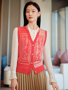 Embossed Knit Vest | Red