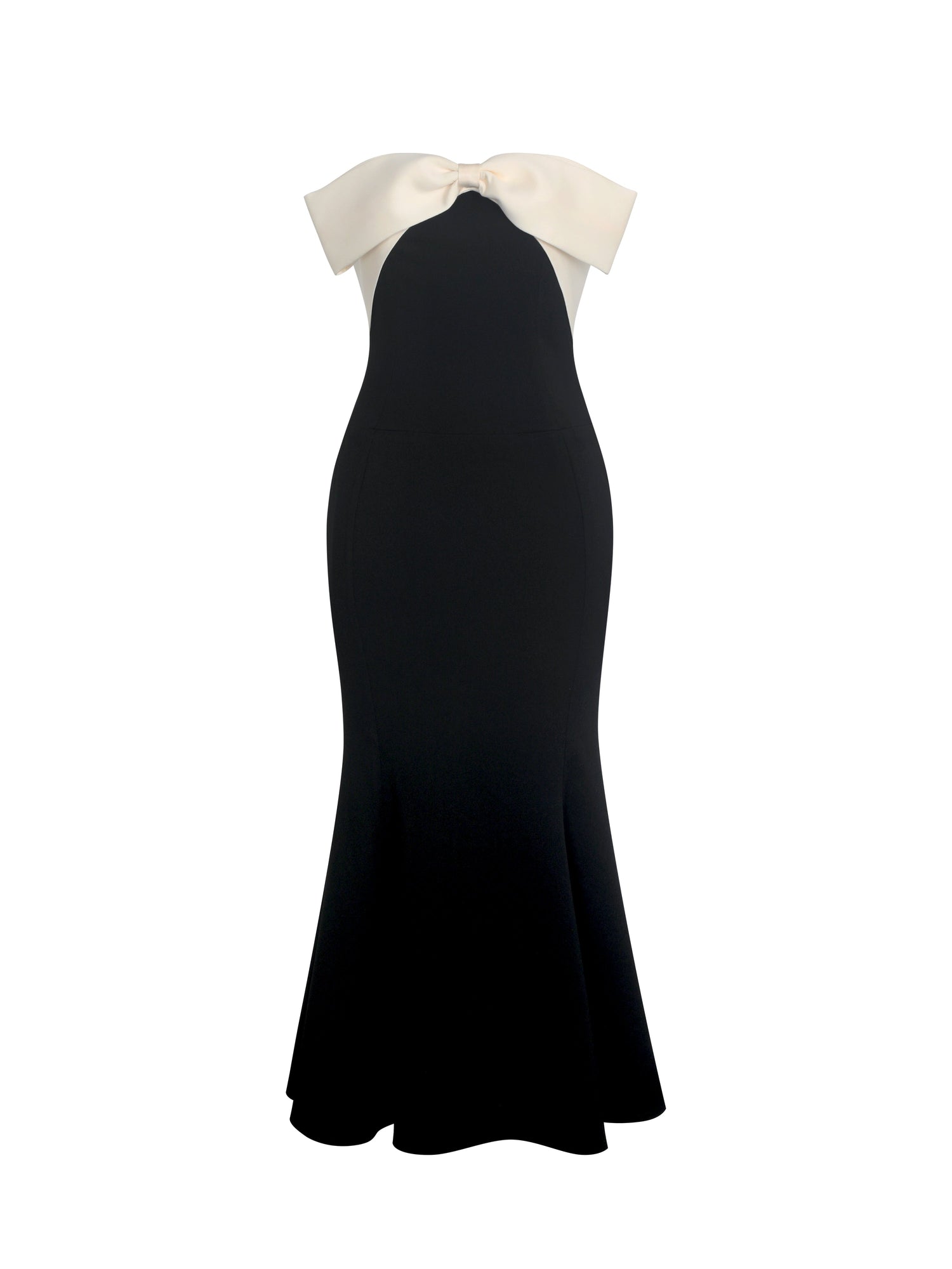 Saige Mermaid Midi Dress with Ivory Bow Bustline | Black