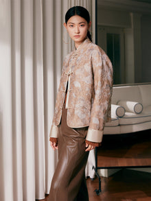 National Style Stand Collar Jacket | Khaki