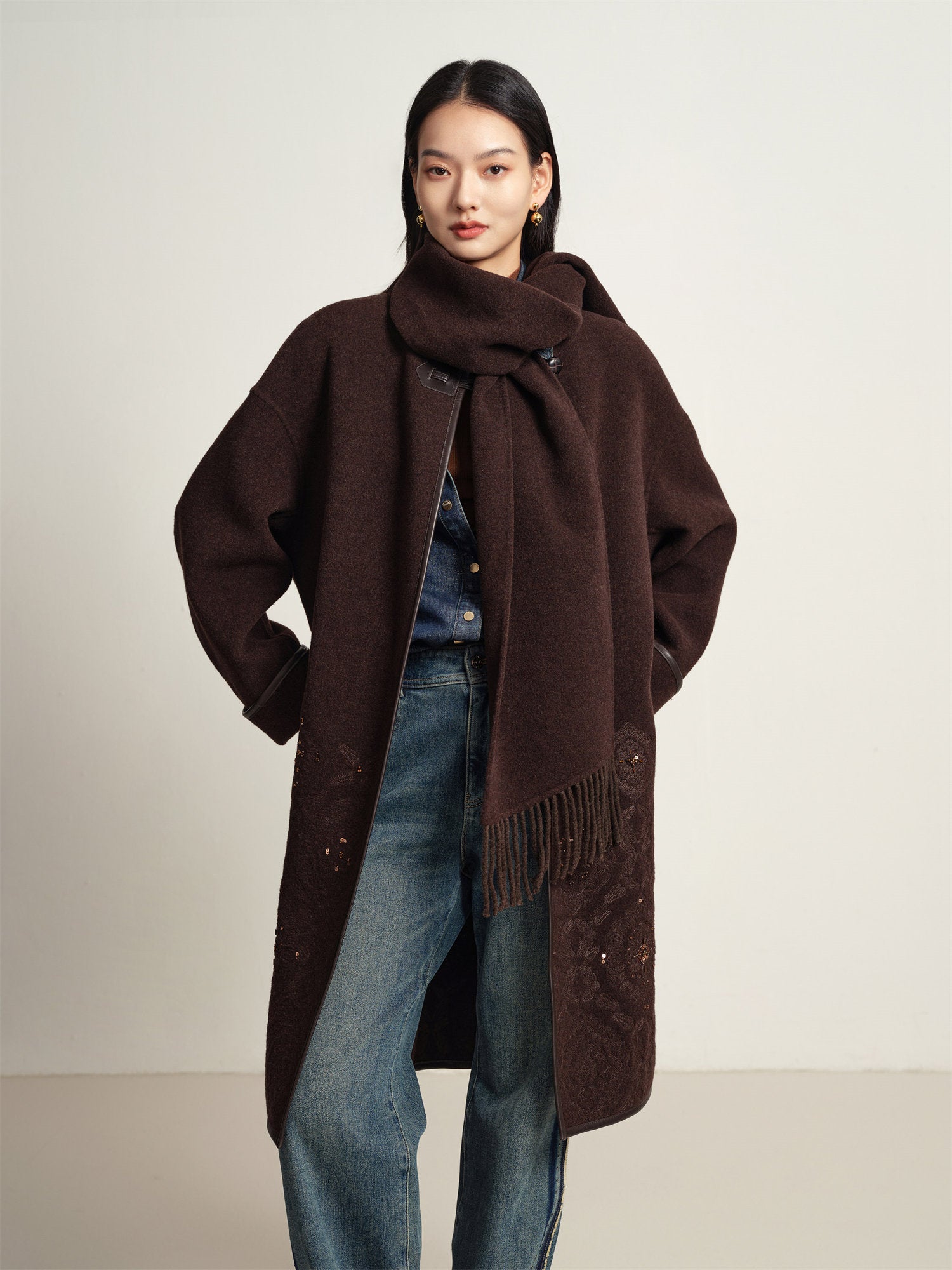 Lightweight Yak Cashmere Wool Coat | Brown