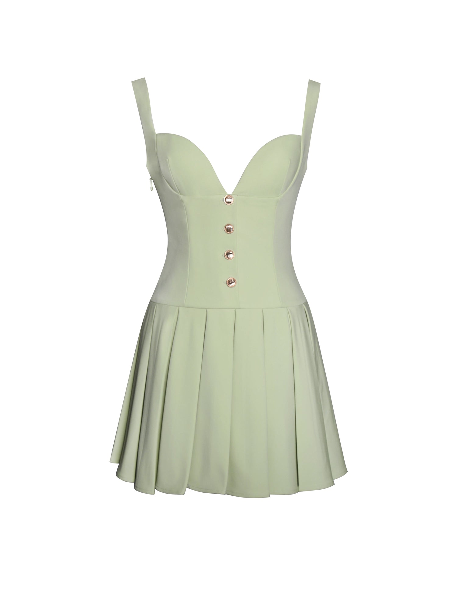 Tala Sleeveless Pleated Preppy Mini Dress | Pistachio Green