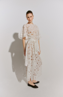 Embroidered Eyelet Caftan | Ivory