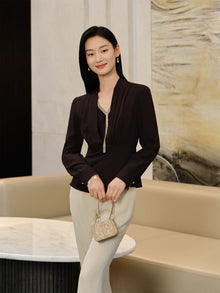 Silk Waist-Cinched Shirt | Purple