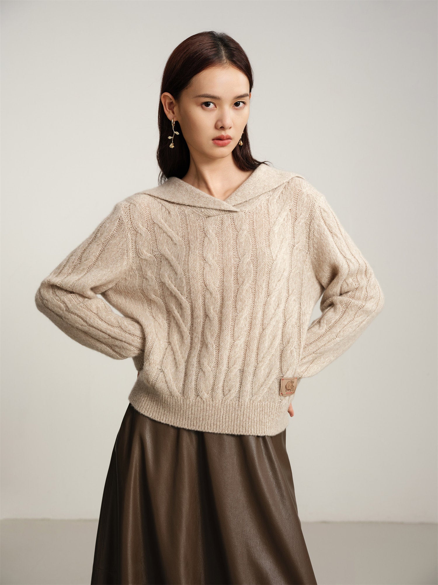 Knitted Pullover Sweater | Beige